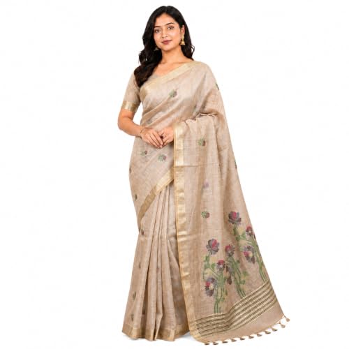 Image of Premium Cotton Jamdani Saree with Woven Floral Pallu & Matching Blouse Piece | Soft Lightweight Ethnic Wear for Women