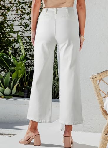 Sidefeel Women's Wide Leg Jeans High Waisted Zimbaplatinum Stretchy Straight Leg Jeans Buttoned Loose Denim Pants with Pocket3