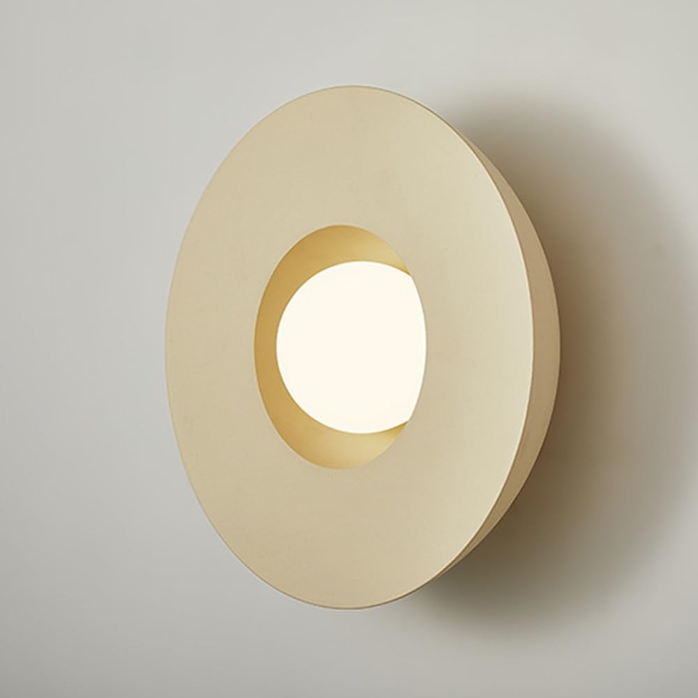 SXWNBIFH Resin Wall Sconce Indoor Bedside Wall Lamp Fixture, Minimalist Modern Hardwired Resin Round with Milk Coffee Shade for Reading Bedroom Living Room Dining Room