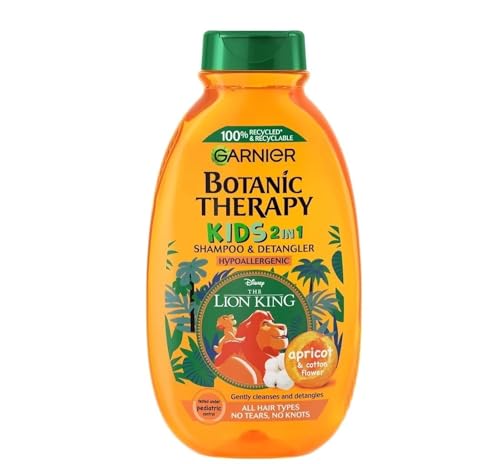 Garnier Whole Blends Kids - Champú 2 en 1, albaricoque y flor de algodón, 250 ml