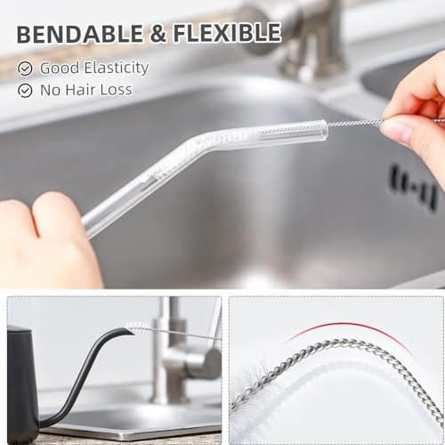 Miniatura 2 de 10 Cepillos De Limpieza De Tubo De Nailon Blanco: Perfectos Para Botellas Estrechas Y Estrechas De Cuello En La Cocina