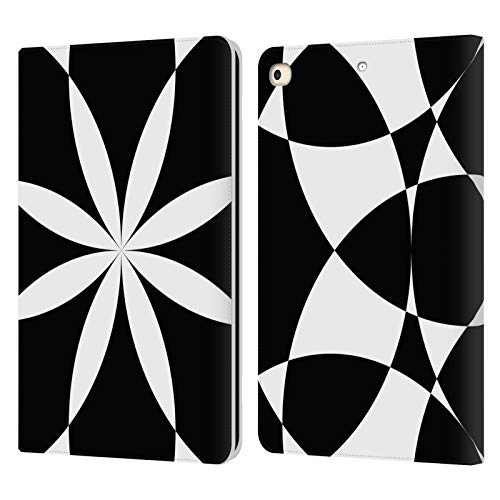 Étui portefeuille en cuir PLdesign noir et blanc géométrique pour Apple iPad 9.7 2017 2018