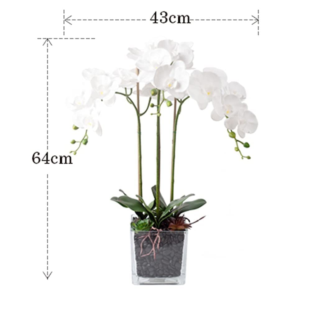Künstliche Seidenorchideen mit Vase für drinnen und draußen, Hochzeiten, Büro, Festliche Dekoration, weiß/lila