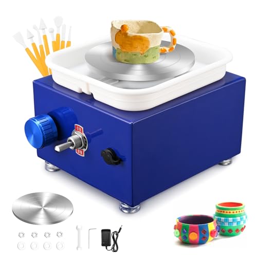 Couleeur Mini Ruota di Ceramica Elettrica 2000RPM Macchina Ceramica con Vasca in ABS Rimovibile e Giradischi da 6,5/10 cm Tornio per Ceramica per Formare Argilla Macchina Kit