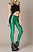 Ayliss New Mermaid Fish Scale Printed Leggings Stretch Tight Pants,Green XXL