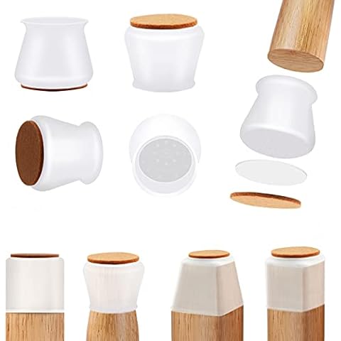16PCS Silicone Chair Leg Floor Protectors for Hardwood with EVA Felt Pads, Non-slip Table Feet Covers, Stool Leg Protection Caps, Furniture Cup Cover Pad for Protecting Floors from Scratches & Noise Cover