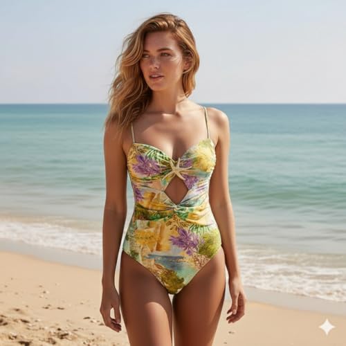 Image of AARAM Stylish Premium Women's One Piece Swimsuit with Cover Ups Wrap Skirt Sarong Floral Print Monokini Tummy Control Swimwear, Printed Costume Women Beach Wear