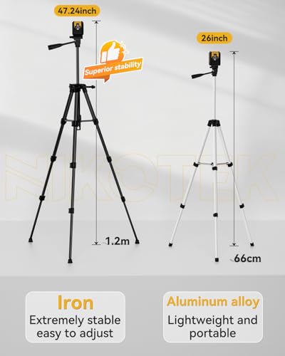 Image of Nikotek Laser Level with Tripod, Self-Leveling Green Beam Horizontal and Vertical Cross-Line Laser for Home Decoration Carrying Pouch, Battery Included