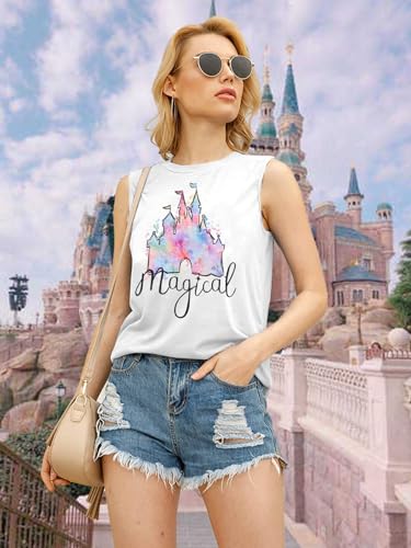 LUKYCILD Magic Castle Tank Top Women Magic Kingdom Shirts Graphic Tanks Summer Holiday Vacation Sleeveless Tops3