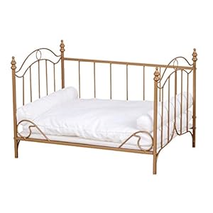 Pet Bed, Dog Bed with Metal Frame and Detached White Velvet Cushion with 2 Pillow for Small Dog