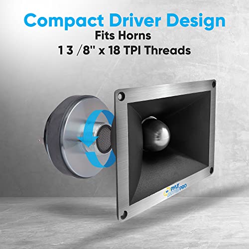 Pyle 1.35 Inch Tweeter Horn Driver-400 Watt High Power Car Audio Speaker System W/Flat Aluminum Voice Coil,Titanium Diaphragm, 1Khz-20 Khz Frequency,104 Db, 8Ohm, Heavy Duty 20 Oz Magnet Pds342, Black #TOP1