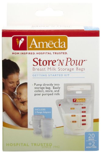 Ameda Store\'N Pour Milk Storage Bags + 2 Adapters - 20 ct - Thumbnail 3