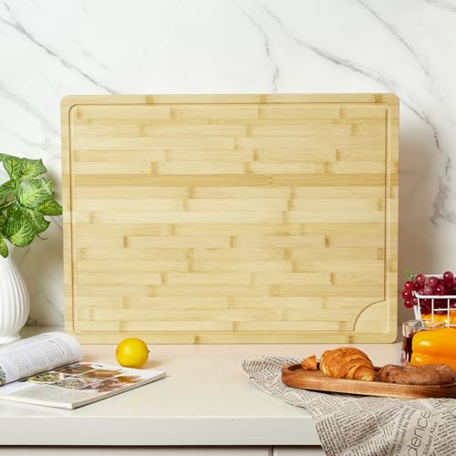 Tabla de Cortar Grande de Bambú 24x18 pulgadas con Asa y Ranura miniatura 3