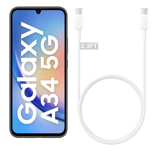 Image of Samsung Type C To Type C Super Fast Charging Cable Compatible With Samsung A34 5G&Other Type-C Devices 5A(1M) Usb-C Cable For Pd Charger 45W Support Galaxy Z Fold /Flip Phone Charge Cord,White