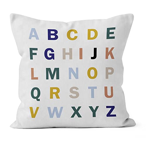 Hiwx Abc English Alphabet Decorative Pillowcase Throw Pillow Cover, Colorful English Alphabet Educational For Sofa Bed Kids Room Playroom Nursery Home Decor 18 X 18 Inch Pillow Case #TOP6
