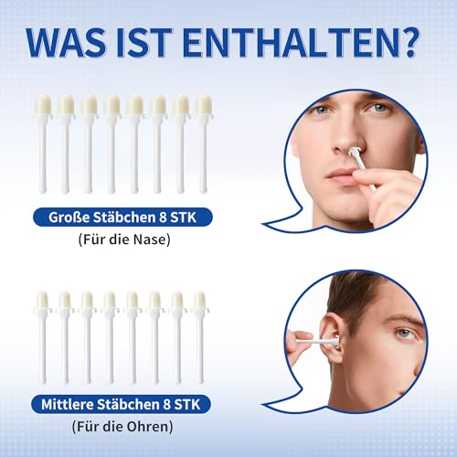 Beauty7 16 gebrauchsfertige Wachsstäbchen Nasen- und Ohrenhaarentfernung Schmerzfrei Nasenwachs Nasenstick Nasenwaxing Nasenhaarentferner einweg-nasenhaar-wachs-kit für Männer und Frauen
