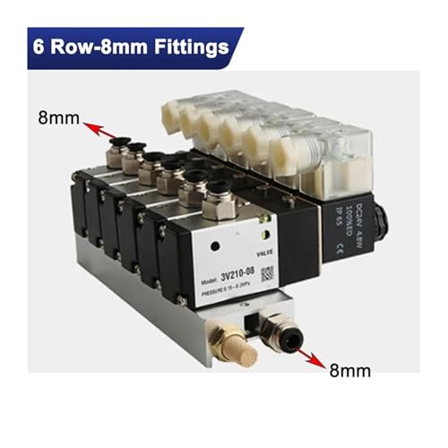 Bloc électrovanne pneumatique multi-options 6 rangées 220V à échappement silencieux