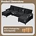 U-Shaped Sectional Sofa with Double Chaise,Linen Fabric 4-Seat Modern Couch, Removable Pillows for Apartment Living Room, Black
