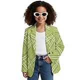 Qnxretky Green Stripe Blazer for Girls Size 14T Girls Blazer Trendy Suits School Suit Chic Wear Formal Coat Fashion Jacket Open Front Wear Button Down Blazers School Plays for Granddaughter