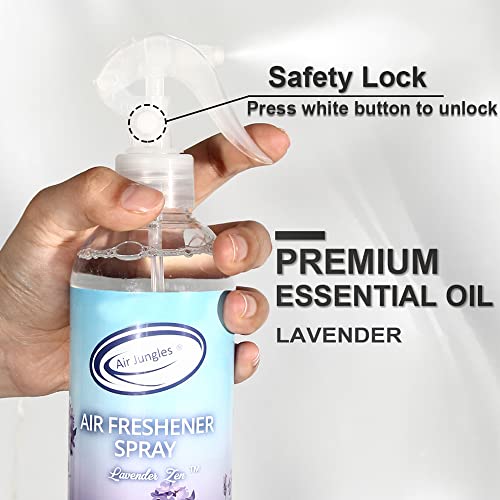 Air Jungles Air Freshener Spray For Car And Home 16 Fl Oz, Lavender Scent, Natural Essential Oil Heavy Duty Long Lasting Odor Eliminator For Strong Odor #TOP2