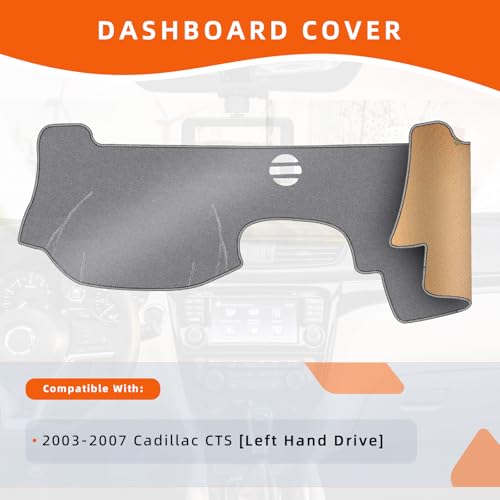 KEYOOG Dashboard Cover Dash Mat, Anti-Glare Carpet, Non-Slip Pad Sunshield Protector Fit for 2003 2004 2005 2006 2007 Ca-dillac CTS (for Left Hand Drive), Grey by KEYOOG - Used condition - Image 2