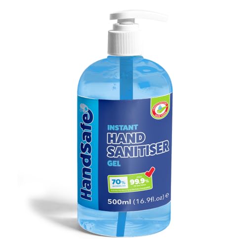 Image of 500ml Instant Hand Sanitiser Gel Pump Bottles from Handsafe, Kills 99.9%+ Bacteria, 70% Alcohol Based, Medical Grade, Anti Bacterial Fast Acting Formula