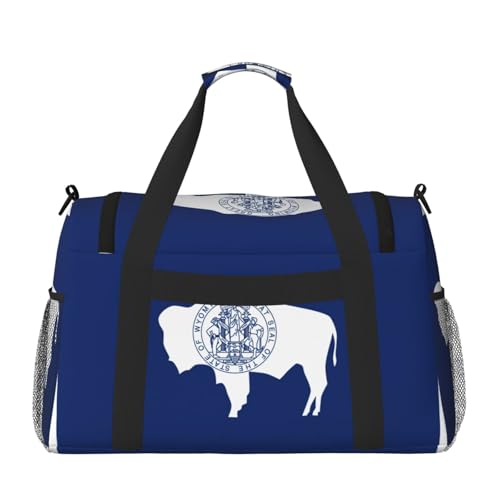 Wyoming State Flag print Weekender Overnight Carry On Bag Gym Luggage Bag Duffel Bag for Travel Women2