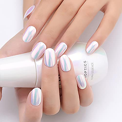 Néon iridescente cromado para unhas em pó, brilho mágico arco-íris de néon em pó Shell sereia espelh