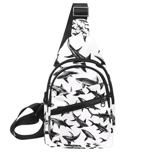 Mochila cruzada para correr y senderismo con diseño de tiburón