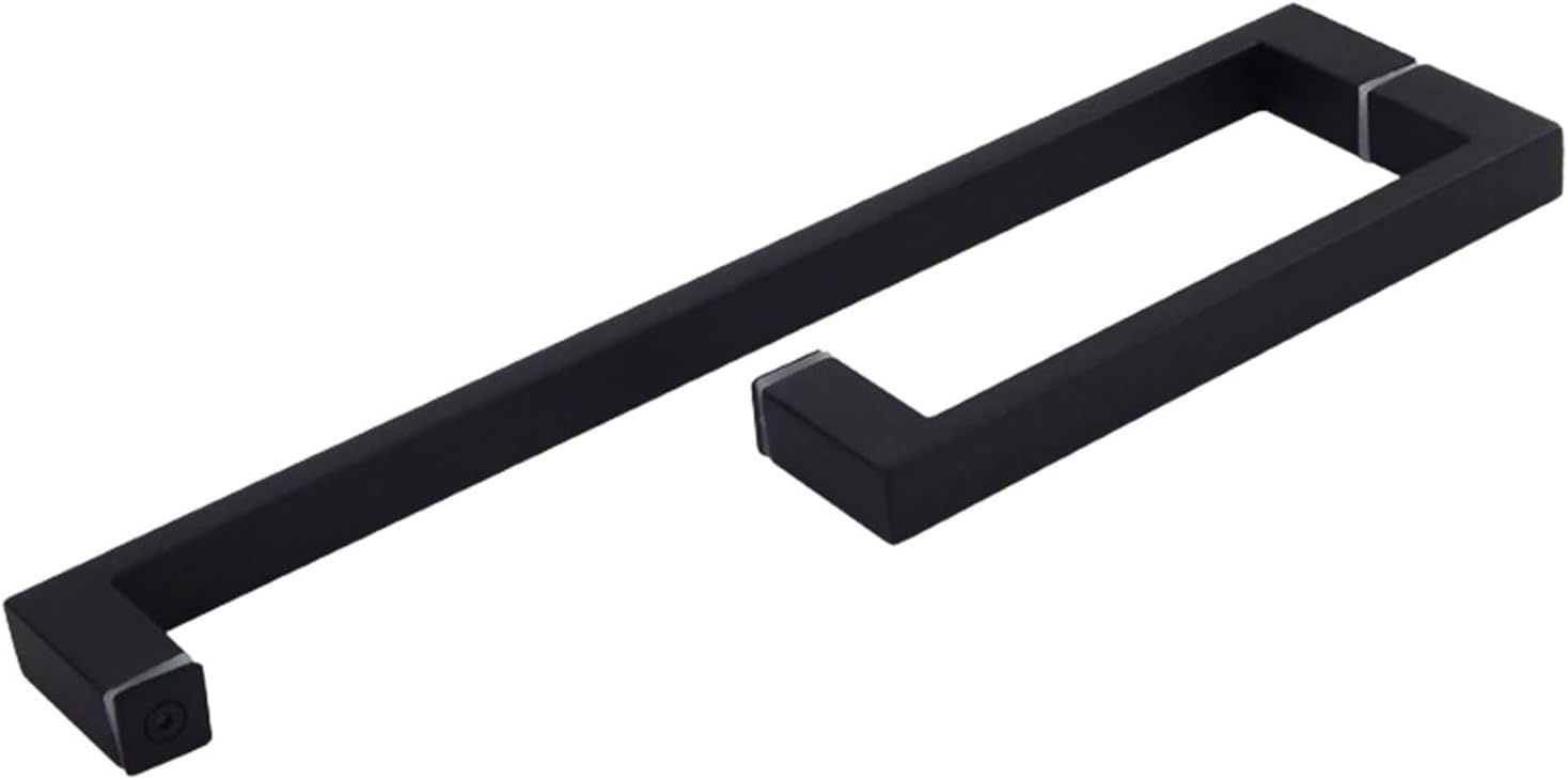 Shower Glass Door Handles Pull Set with Washers, Bathroom Door Knobs for Interior | Suitable for Shower Enclosures Doorknob (Black) (Size : 425mm+225mm)