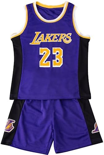 Kids Basketball Kit, 2-Piece Kids Basketball Jersey Vests, Basketball Outfit Boy Shirt, Training Basketballs Kit for Boys, Sleeveless Basket Ball Top and Short Set for 4-14 Years Old Boys Kid Gifts