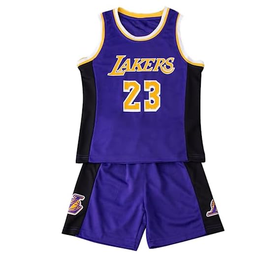 Maillot de Basket Enfant-Tenue Basket Garcon,2 Pièces-Ensemble Basket Enfant Gilet et Tenue Basket Enfant Court Pour,Maillot Basket Enfant Le Cadeau Pour Les Garçons de 4-14 Ans Jaune/Violet