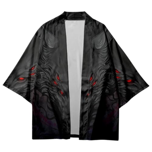 Image of Women's and Men Japanese Kimono Cardigan Jackets Long Sleeves Lightweight Open Front Coat