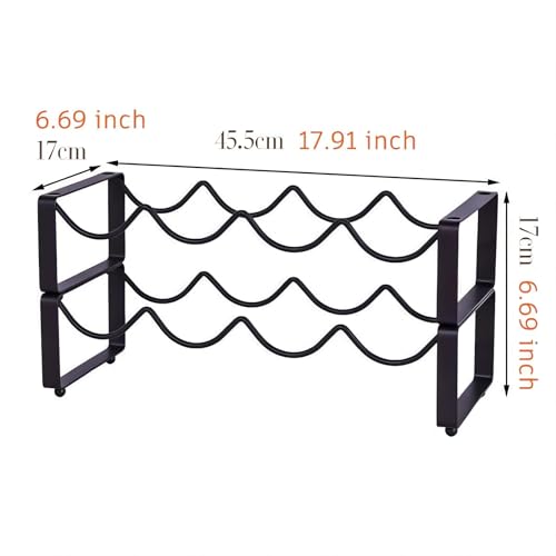 REDANT-2-Tier-Stackable-Wine-Rack-for-Countertop-Metal-Wine-Bottle-Holder-Small-Wine-Storage-Organizer-for-Inside-Cabinet-Kitchen-Bar-or-Dining-Room-Holds-8-Bottles-Bronze