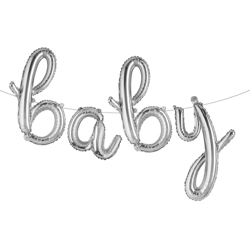 Image of 16 Inch Baby Letter Balloons Multicolor Foil Balloons BABY Balloons, 4 Pcs Foil Aluminum Balloon for kids Birthday, Baby Shower, Wedding, Gender Reveal Party Decorations (L BABY Silver)