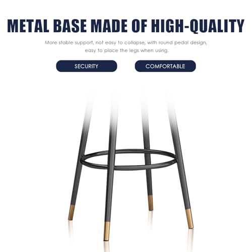 Tabouret de comptoir pivotant velours haut de gamme et structure métal - 7