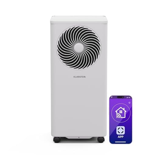 Klarstein Aire Acondicionado Portátil 9000 BTU/2,60 kW, 3 en 1 Enfriador, Deshumidificador y Ventilador, Control por Voz, Conectividad IoT App, para Habitaciones hasta 31 m², Clase A, R290, Blanco