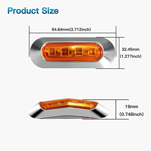 Alfu 20Pcs 10Amber+10Red Dc12V-24V Led Side Marker Indicator Lights Trailers Lights Lamp Front Rear Tail Clearance Lamp With Chrome Bezel Universial For Auto Car Bus Truck Lorry Trailer Boat Deck #TOP1