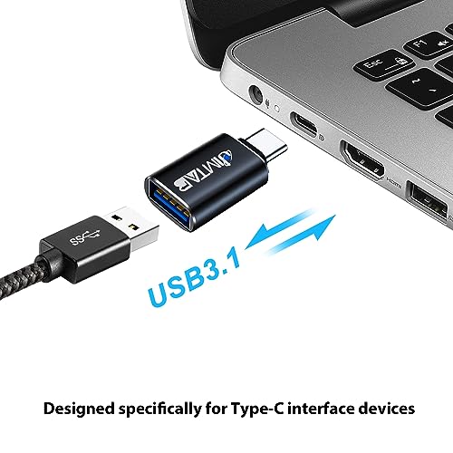 Image of JIMTAB USB to USB C Adapter (4 Pack), USB C to USB Adapter USB 3.0 with Power Blue Light Super High-Speed Data Transfer & Fast Charging for iPhone /PC /Samsung /iPad /Laptop /MacBook