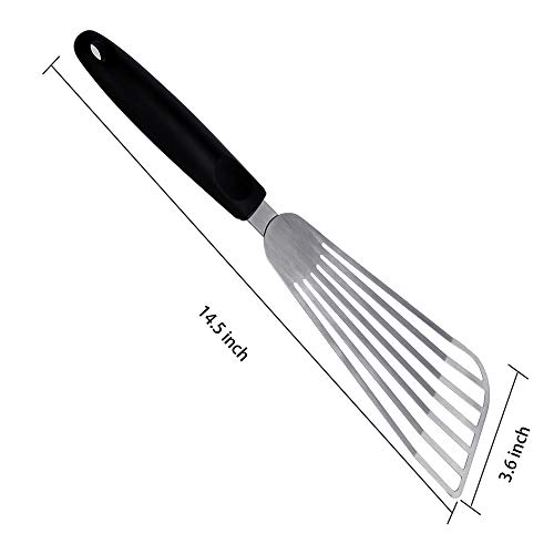 Fish Spatula, Mcomce Stainless Steel Fish Spatula with Silicone Heat-Resistant Handle, Fish Turner Spatula for Fish/Tofu/Meat/Egg, 14.5x3.4Inch - Thumbnail 6