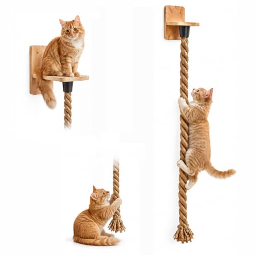 Image of 67" Cat Climbing Rope, Wall-Mounted Cat Rope Ladder with Mounting Screws
