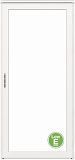 Platinum Interchangeable Full Glass Low-E White Linen 36-in. Right Hinge Storm Door