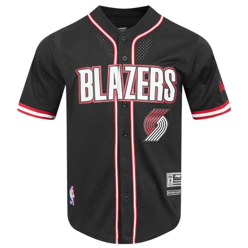 Pro Standard Mens NBA Portland Trail Blazers MESH Button Down MESH TOP Black/RED L