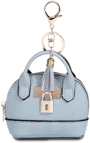 Mini Tote Bag Keychain Coin Purse Pu Leather Key Chain Small Chan...