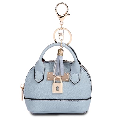 Mini Tote Bag Keychain Coin Purse Pu Leather Key Chain Small Chan...
