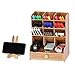Hggzeg Wooden Desk Organizer, Multi-Functional DIY Pen Holder Storage Box Desktop Stationary Storage Rack for Home, Office and School (B11 Cherry Color)