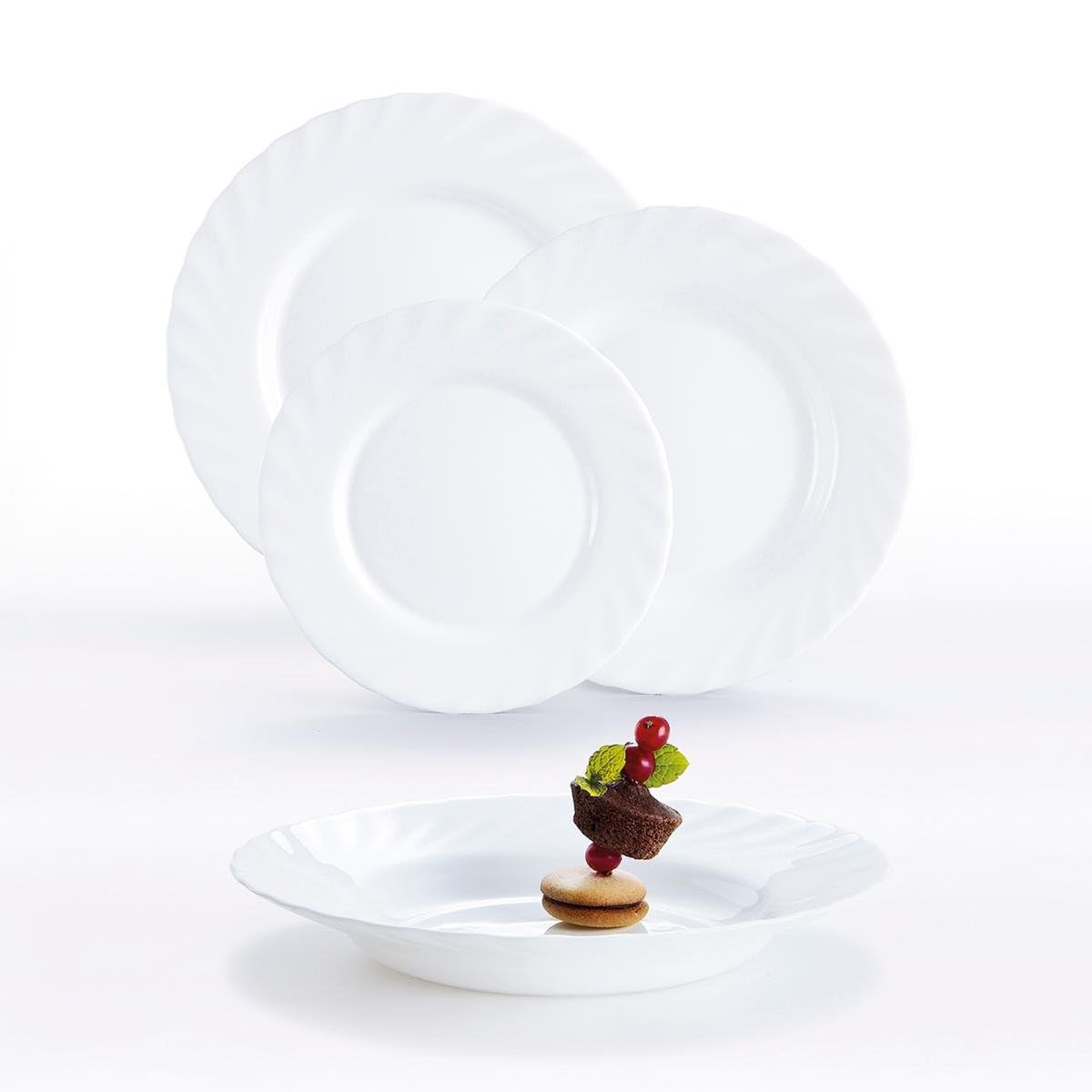Porcelanowy zestaw obiadowy 19 sztuk Luminarc kuchnia zastawa stołowa serwis talerz ceramiczny