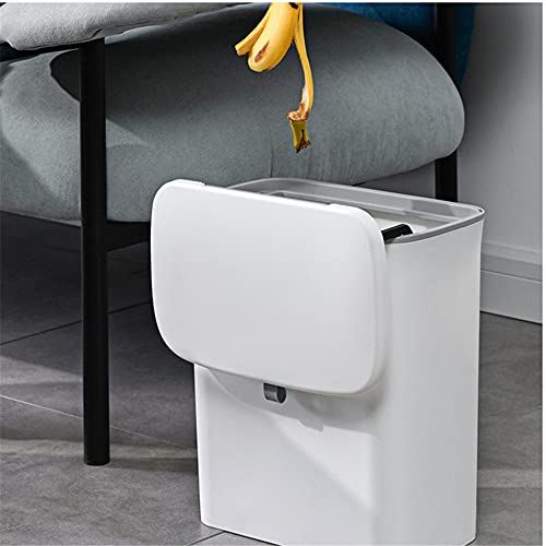 Caneca de compostaje de cocina colgante 9 L con tapa blanca miniatura 2