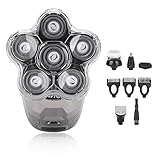 Kit de maquinilla de afeitar eléctrica 6D 5 en 1 Multifuncional Hombres Cortapelos Recargable Calva Cabeza Afeitadora...