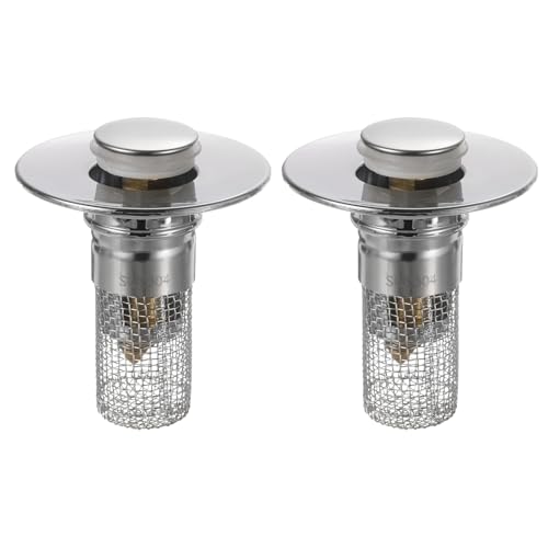 uxcell 2 Piezas Tapón para Lavabo de Baño con Filtro de Acero Inoxidable